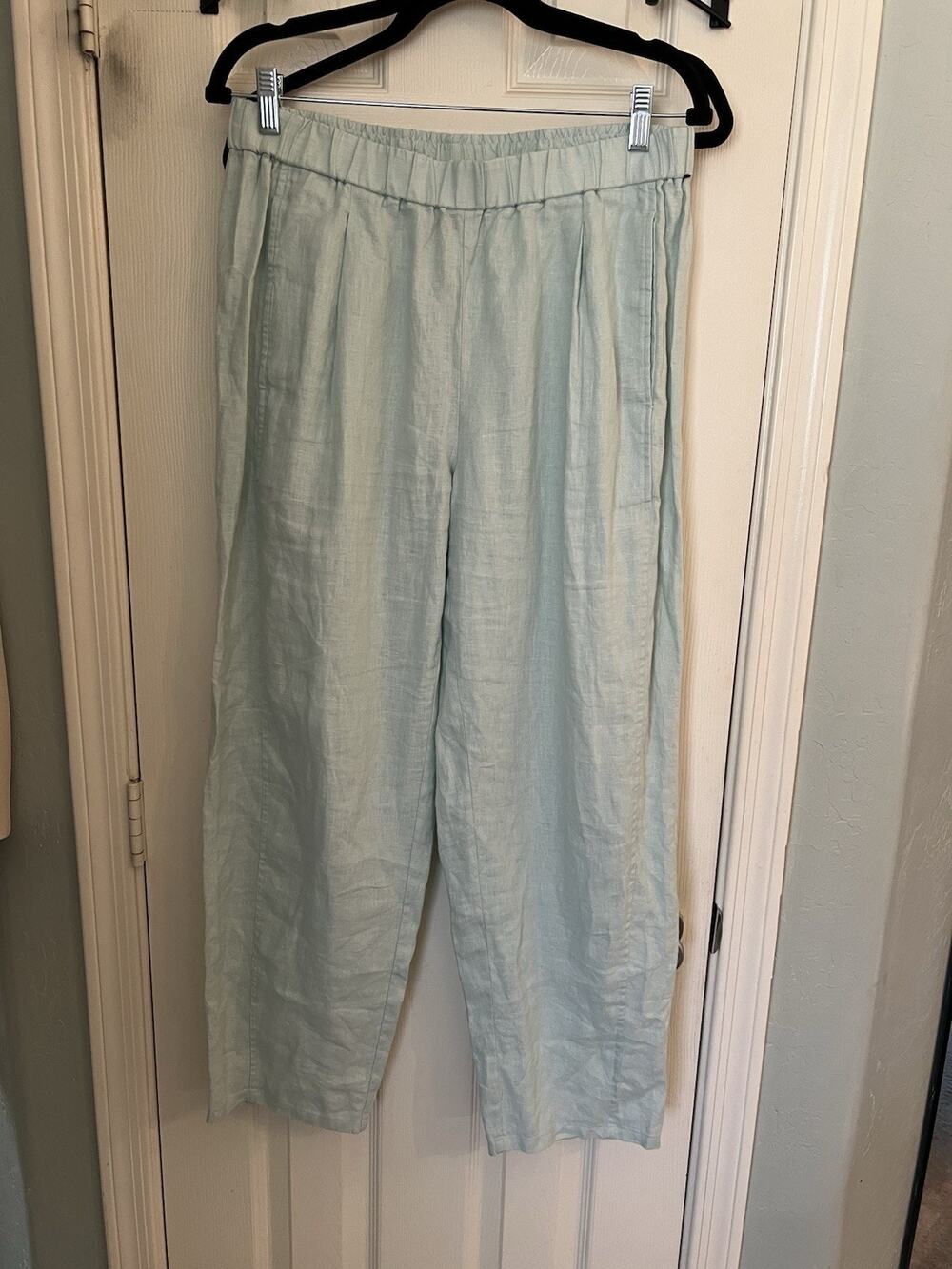 Eileen Fisher Green Linen Pants Small Petite